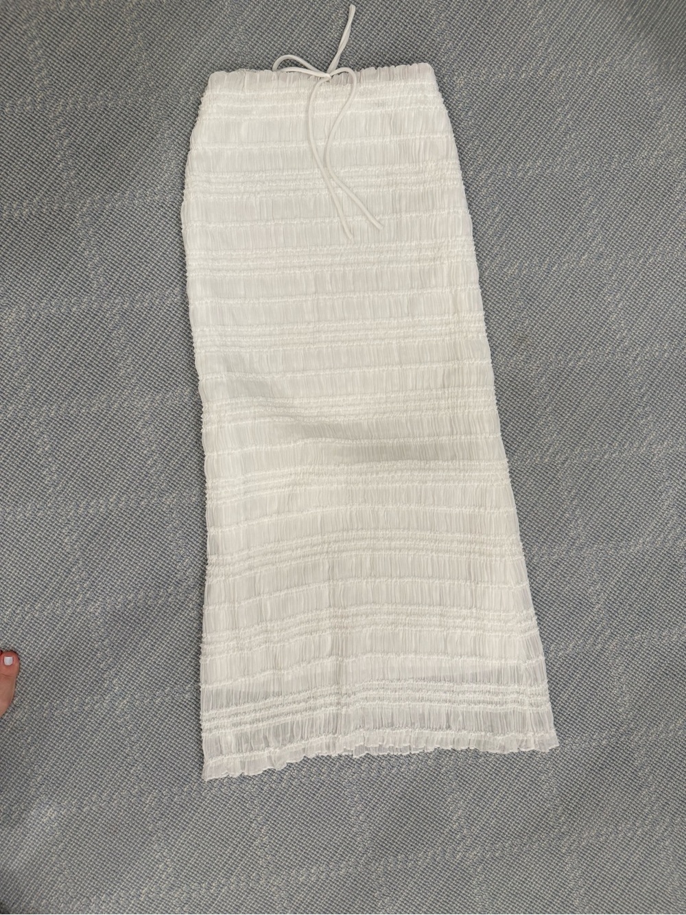 Amazon White Smocked Maxi Skirt with Drawstring Waist